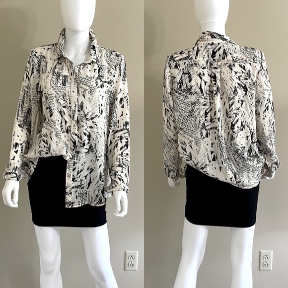 Robert Rodriguez Long Sleeve Abstract Print Buttoned Front Blouse (M) P/4/A1383 - Picture 1 of 10